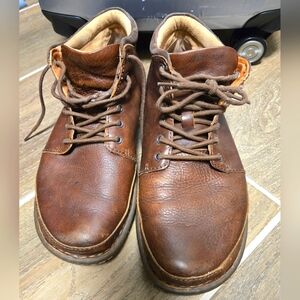 Born Brown Leather Ankle Boots with Lace-Up Design